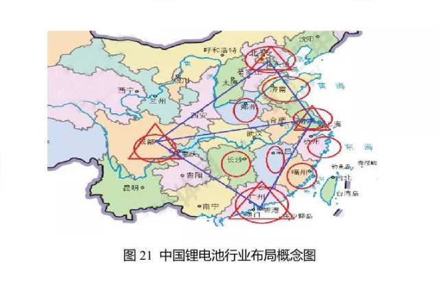 中国锂电池行业布局概念图