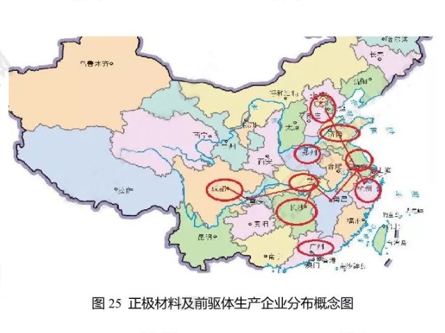 正极材料及前驱体生产企业分布概念图