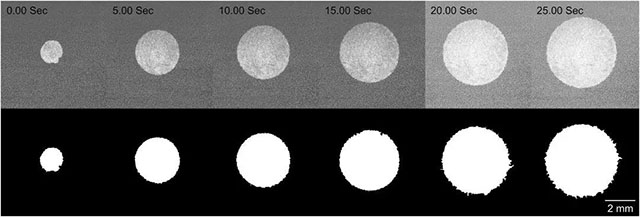 电解液浸润光学相机图像演变过程